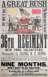 Federale wervingsposter voor het 36e Regiment, New York vrijwilligers