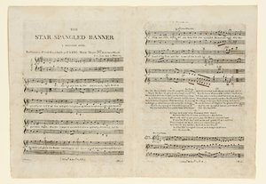 Eerste editie van de bladmuziek voor "The Star Spangled Banner. Een Patriottisch door American School