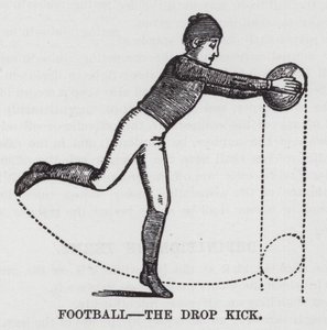 Voetbal, de Drop Kick (gravure)