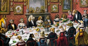 Formeel diner voor honden door American School