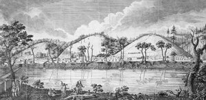 Generaal John Burgoyne (1723-92) ontmoet de Indianen door American School