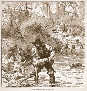 Goudwassen in Californië, uit een boek gepubliceerd in 1896