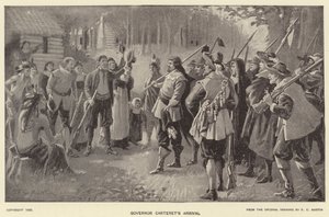 Aankomst van gouverneur Carteret (litho) door American School