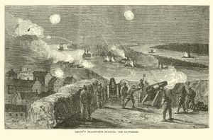 Grants transporten die de batterijen passeren, april 1863