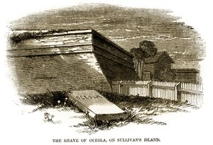 Graf van de Seminole opperhoofd Osceola, zoals het verscheen naast de Noordwestelijke Bastion van Fort Moultrie in 1860, net voor de Amerikaanse Burgeroorlog door American School