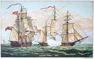 HMS Shannon vs de Amerikaanse Chesapeake in 1813 tijdens de Oorlog van 1812 door American School