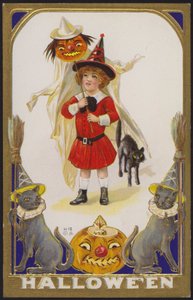 Halloween kaart (kleurenlitho) door American School