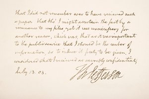 Handschrift en handtekening van Thomas Jefferson, 1803