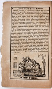 Moeilijke Tijden, pagina 2 uit The American Comic Almanac voor 1838 door American School