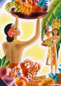 Hawaïaanse vrouwen oogsten fruit