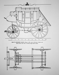 Zware Concord Stagecoach van 1890 (gravure) door American School
