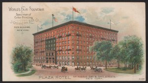 Hotelhandelskaart (gekleurde gravure) door American School