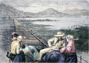 Inspectiewagen op de Pacific Railroad, ca. 1870 door American School