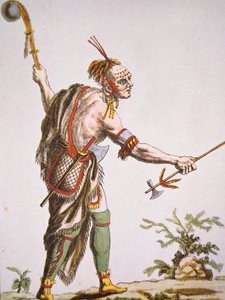 Iroquois krijger met knuppel met balhoofd