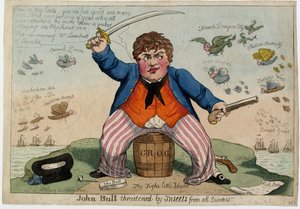 John Bull bedreigd door insecten van alle kanten, c.1813