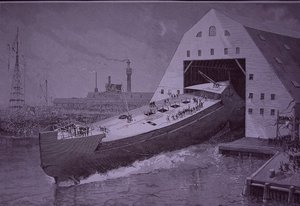 Lancering van USS Maine, acht jaar voordat het werd gezonken door American School