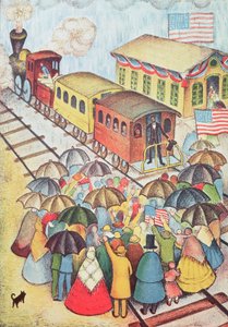 Lincoln vertrekt per trein uit Springfield, Illinois