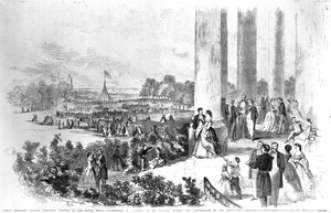 Lincolns receptie in het Witte Huis voor keizer Napoleon (1808-73) uit Frank Leslies Illustrated Newspaper 17 augustus 1861 door American School