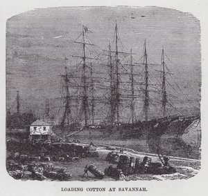 Katoen Laden in Savannah (gravure)