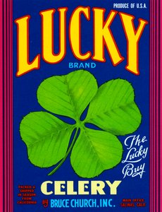 Lucky Brand Selderij Fruitkrat Etiket, ca. 1920 door American School