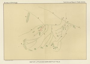 Kaart van Little Big Horn Slagveld