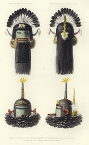 Masker van Kokko Thlanna (grote god) van Newekwe (kleurenlitho) door American School