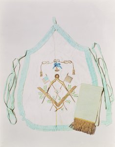 Vrijmetselaars schort en sjerp, 1770-1800