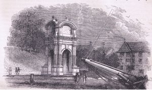 Monument in New Plymouth om de plaats van de landing van de Pilgrim Fathers te markeren, illustratie uit Cassell