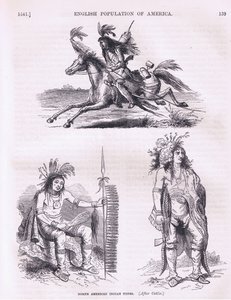 Noord-Amerikaanse indianentypes (1640s), illustratie uit Cassells History of the United States uitgegeven door Petter & Galpin ca. 1890