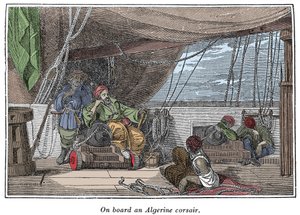 Aan boord van een schip van Algerijnse piraten Illustratie uit 