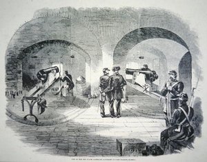 Een van de tien flank kazematbatterijen bij Fort Dickens, Florida, onder Uniecontrole in 1861