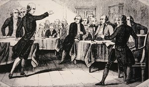 Patrick Henry voor de Virginia Assembly in maart 1775 door American School