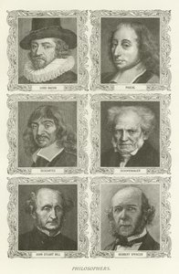 Filosofen, Lord Bacon, Pascal, Descartes, Schopenhauer, John Stuart Mill, Herbert Spencer door American School