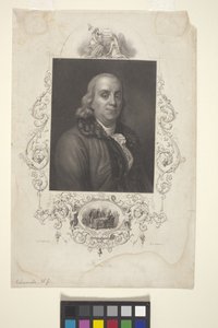 Portret van Benjamin Franklin door American School