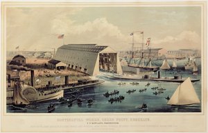Poster die Continental Works, Greenpoint Brooklyn adverteert, gepubliceerd door Endicott & Co. door American School