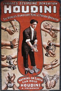 Poster die een optreden van Houdini adverteert door American School