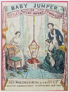 Poster die de Baby Jumper of Tuttes Patent Infant Gym adverteert, uitgegeven door W.J. Dailey
