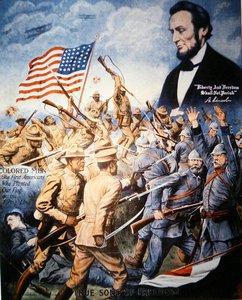 Poster ter viering van de heldhaftigheid van Afro-Amerikaanse soldaten in de Eerste Wereldoorlog