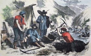Prospectors tijdens de Californische Gold Rush van 1849