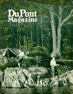 Pyralin gaat vissen, vooromslag van het DuPont Magazine, juli 1923