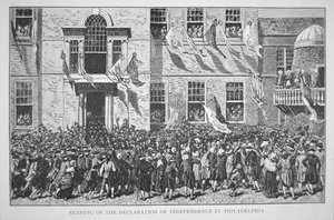 Het voorlezen van de Onafhankelijkheidsverklaring aan de burgers van Philadelphia, 8 juli 1776 door American School