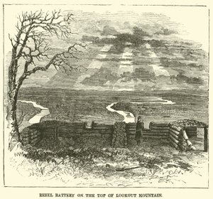 Rebellenbatterij op de top van Lookout Mountain, november 1863 door American School
