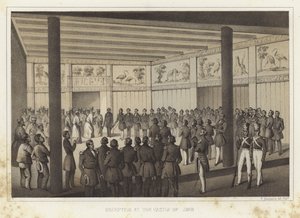 Ontvangst in het kasteel van Shui, Ryukyu-eilanden door American School