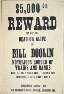 Beloningsposter voor Bill Doolin (1858-96) door American School