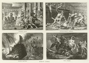 Romeinse Spelen, Wagenrennen, Gladiatorengevecht, Zeeslag, Stierengevecht door American School