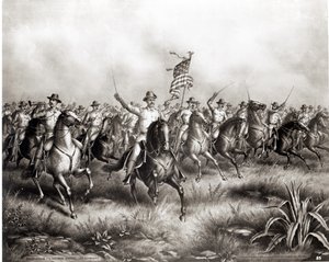 Rough Riders: Kolonel Theodore Roosevelt, Amerikaanse commandant bij San Juan Hill, Santiago, Cuba, 1898 door American School