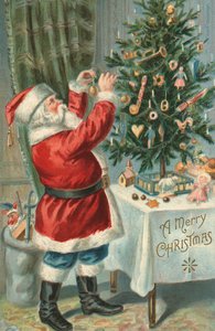 Kerstman Versiert een Kerstboom door American School