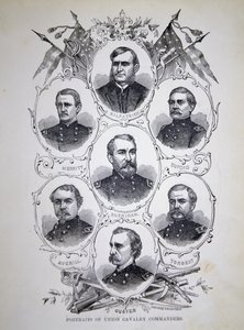 Zeven portretten van prominente cavaleriecommandanten van het Unie Leger