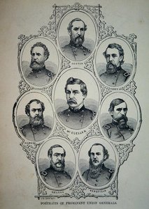 Zeven portretten van prominente generaals van het Union Army door American School