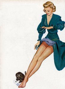 Sexy Vrouw Die Haar Nylons Laat Zien